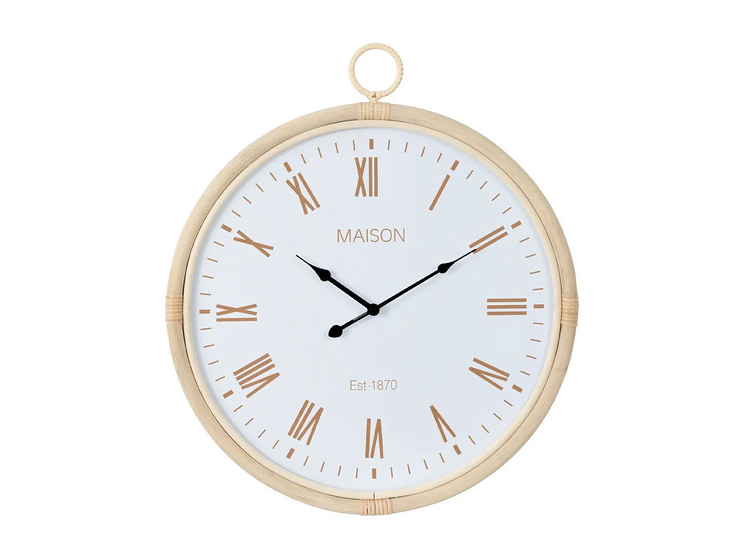 Horloge Murale en Rotin "Kyr" 64cm Blanc