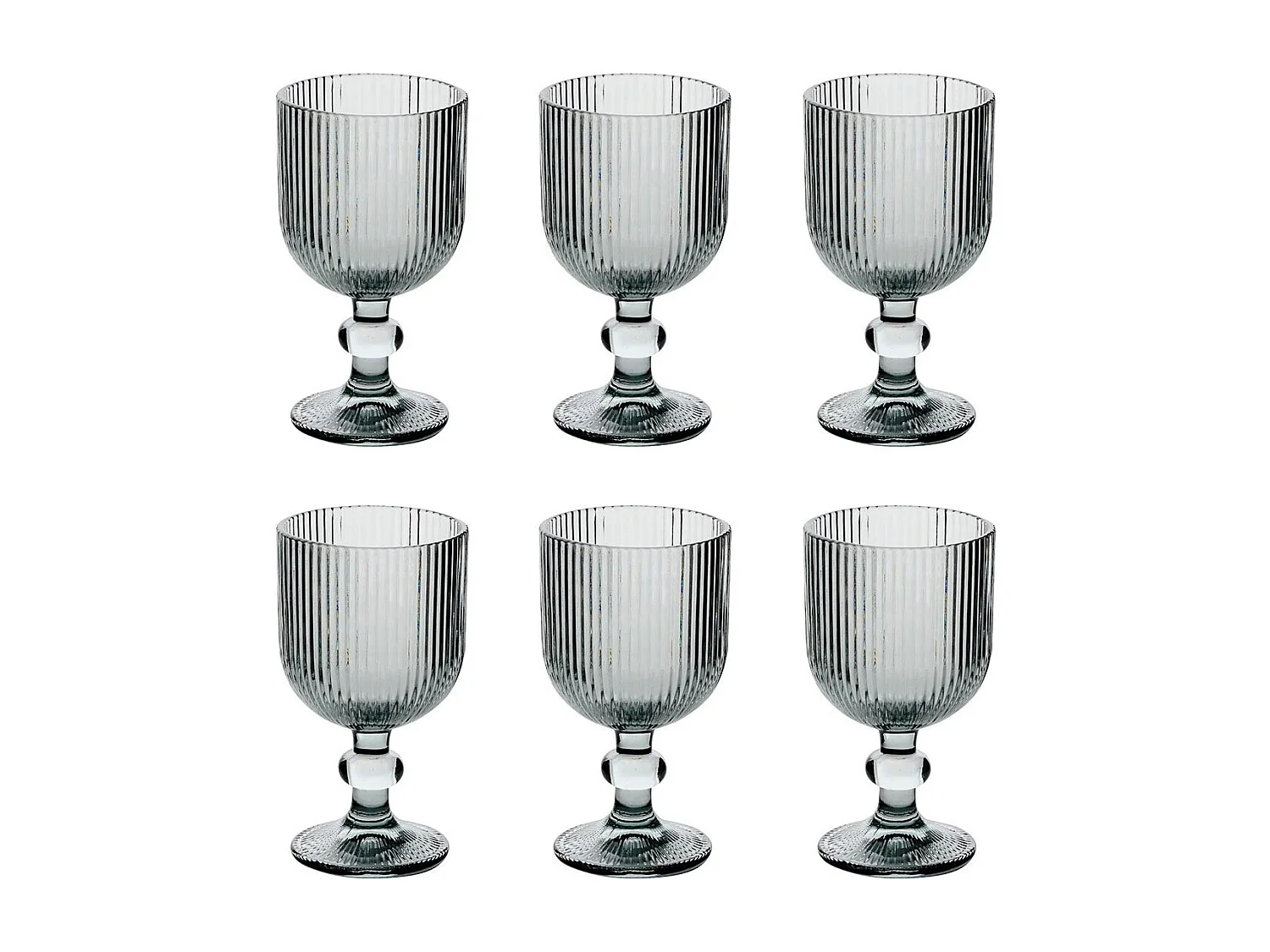 Lot de 6 Verres à Vin Strie "Ema" 25cl Gris