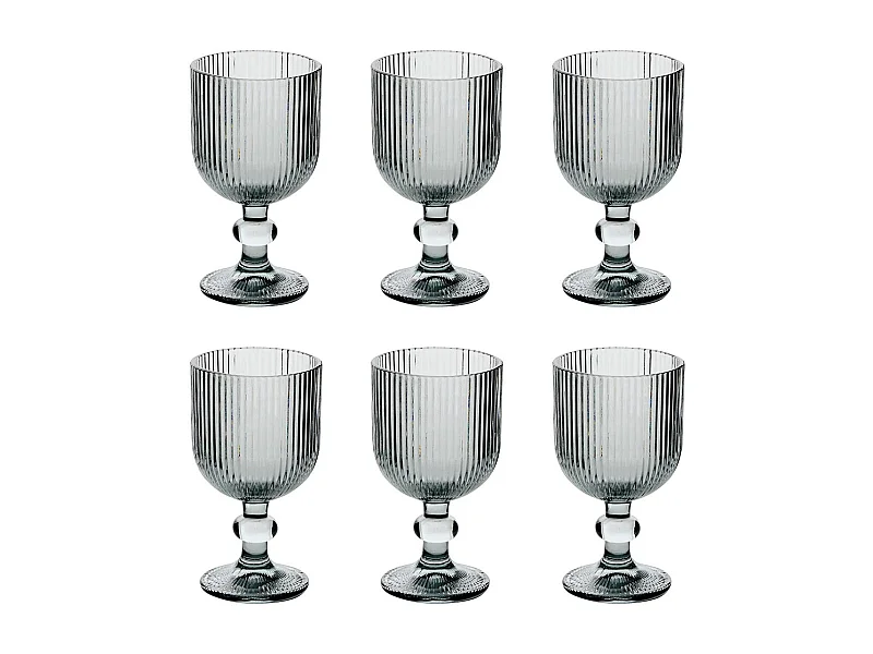 Lot de 6 Verres à Vin Strie "Ema" 25cl Gris