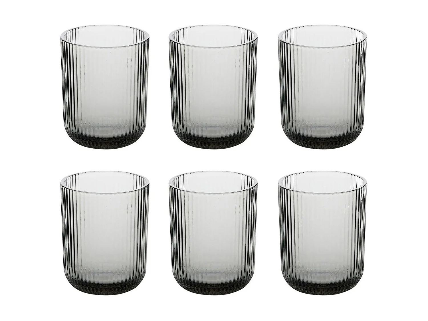 Lot de 6 Gobelets Bas Strie "Ema" 25cl Gris