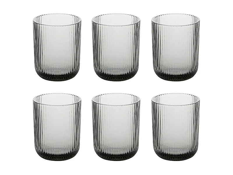 Lot de 6 Gobelets Bas Strie "Ema" 25cl Gris