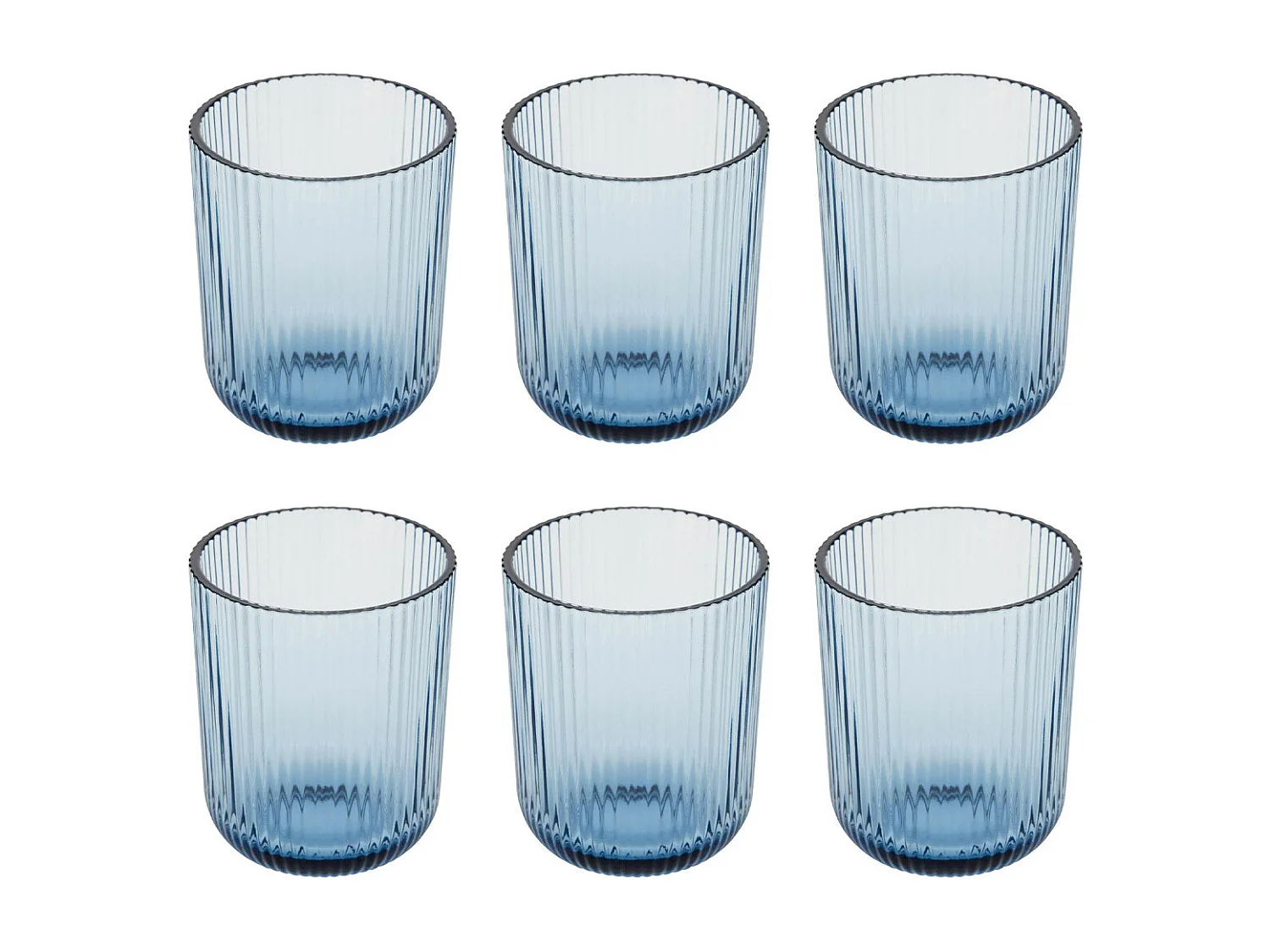 Lot de 6 Gobelets Bas Strie "Ema" 25cl Bleu