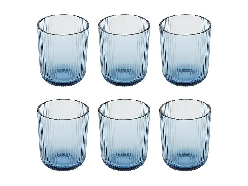 Lot de 6 Gobelets Bas Strie "Ema" 25cl Bleu