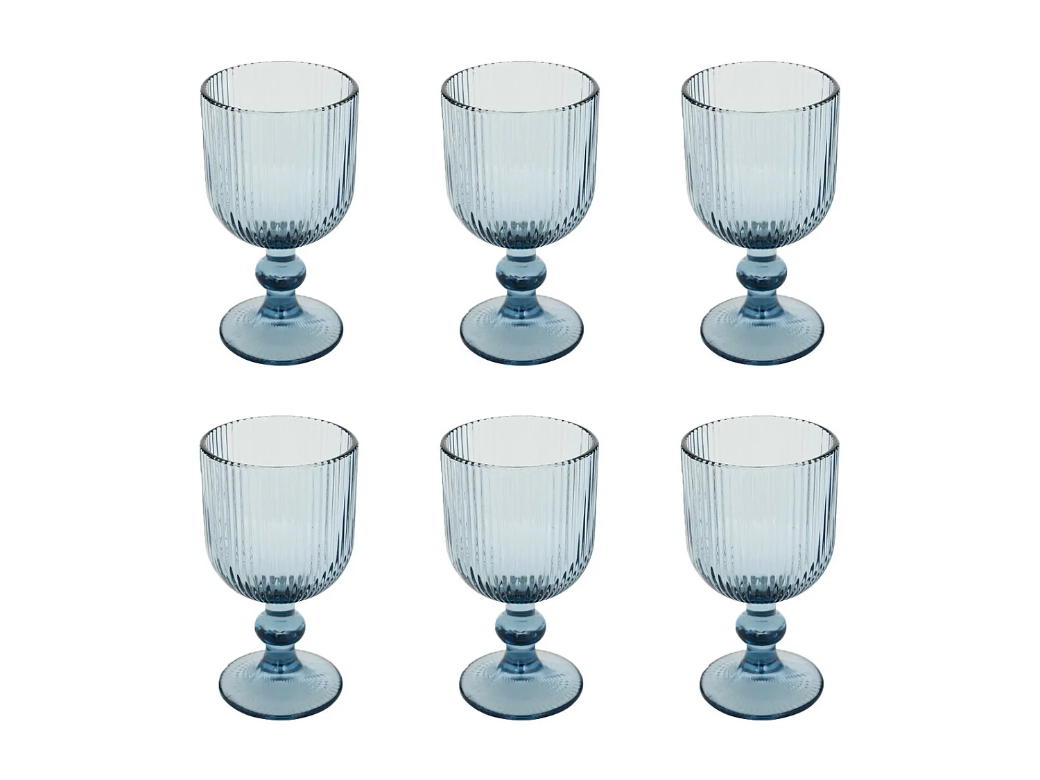 Lot de 6 Verres à Vin Strie "Ema" 25cl Bleu