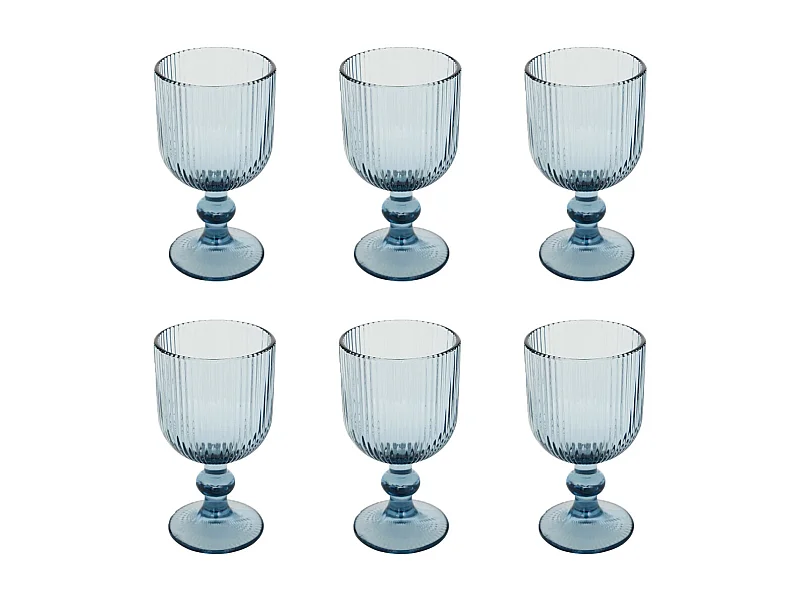 Lot de 6 Verres à Vin Strie "Ema" 25cl Bleu