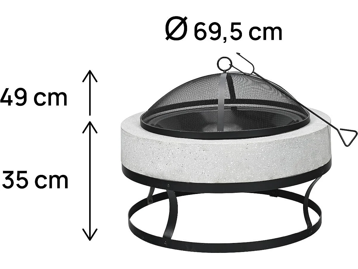 Torro" stenen barbecuevuur - 70 x 70 x 49 cm - Wit