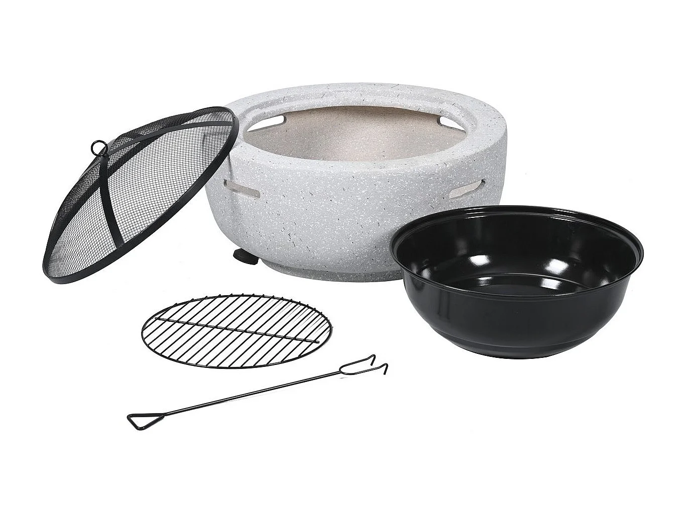 Brasero barbecue en pierre "Volkan" - 60 x 60 x 40 cm - Blanc