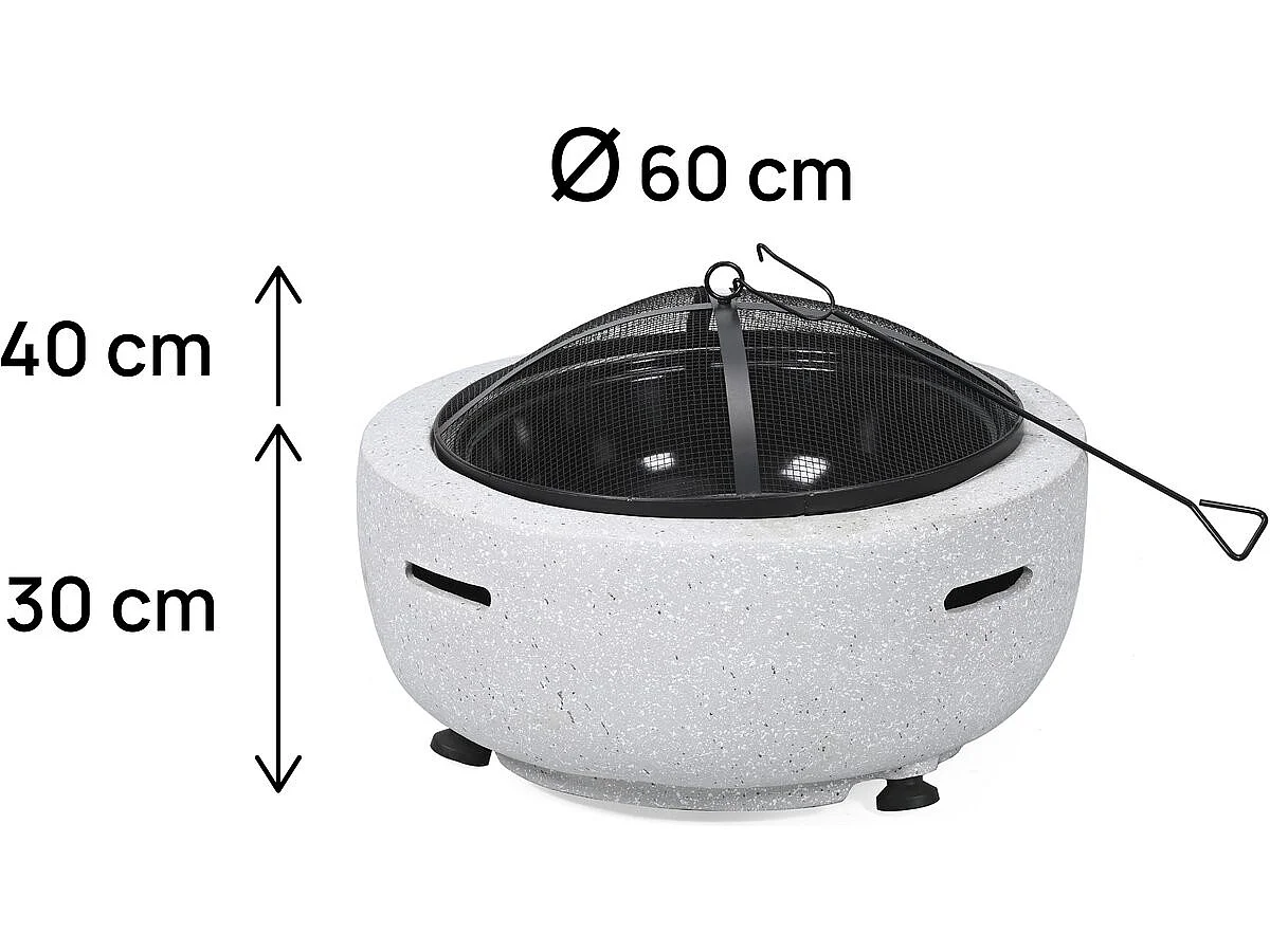 Brasero barbecue en pierre "Volkan" - 60 x 60 x 40 cm - Blanc