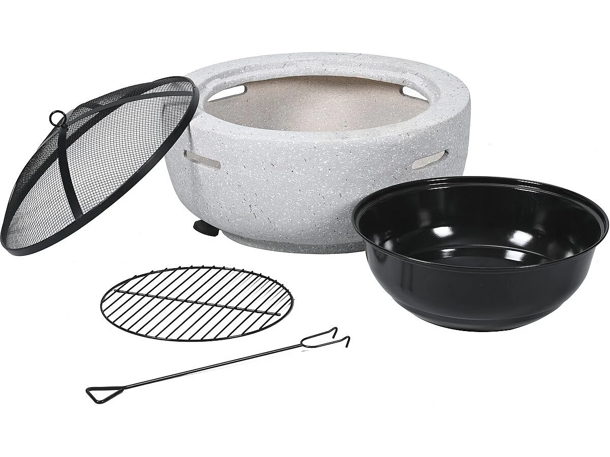 Brasero barbecue en pierre "Volkan" - 60 x 60 x 40 cm - Blanc