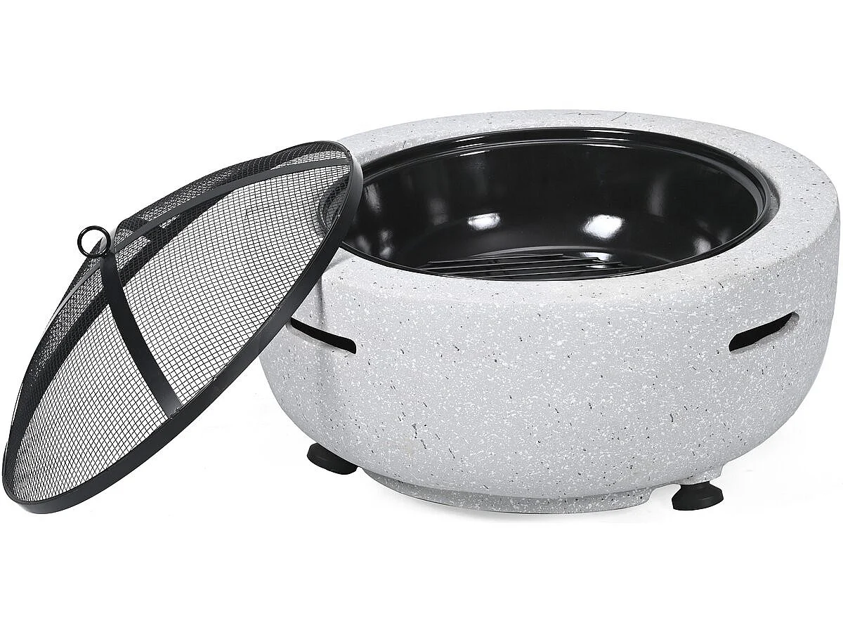 Brasero barbecue en pierre "Volkan" - 60 x 60 x 40 cm - Blanc