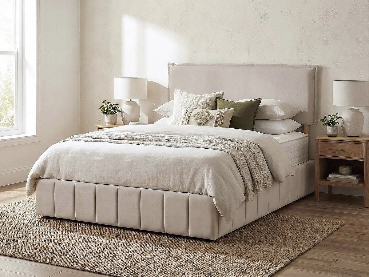 Tête de lit "Jessica" en lin - Beige - 140 cm