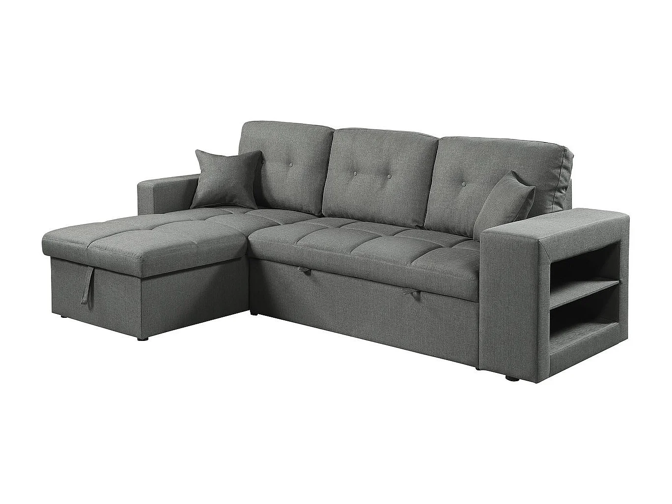 Canapé d'angle convertible/réversible tissu style bubble "Axel" - 3 places - Gris