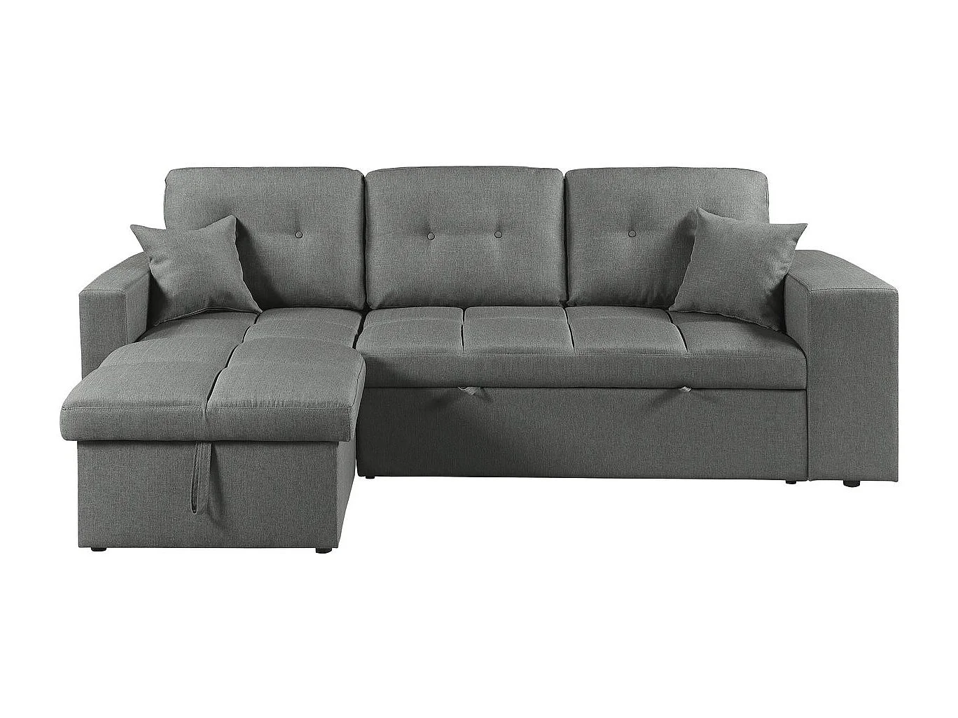 Canapé d'angle convertible/réversible tissu style bubble "Axel" - 3 places - Gris