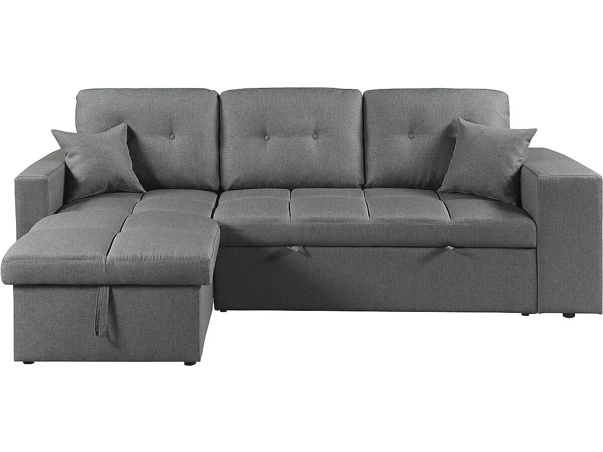Canapé d'angle réversible convertible 3 places en tissu gris AXEL