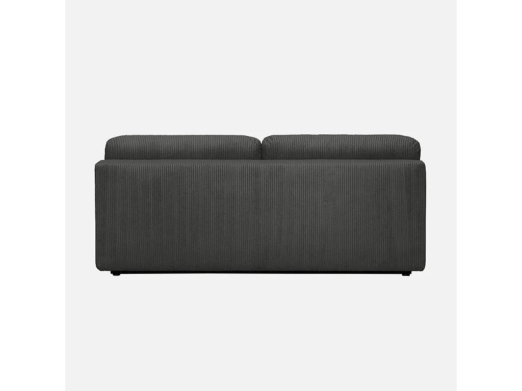 Banquette convertible 3 places velours côtelé anthracite avec coffre de rangement - L 192 x P 100 x H 81cm - Nelson