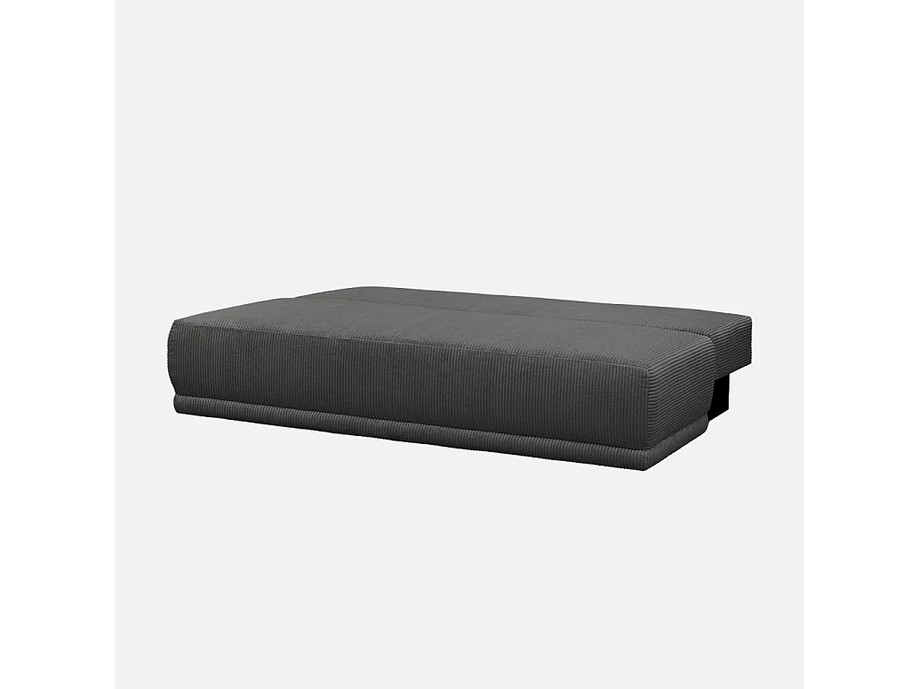 Banquette convertible 3 places velours côtelé anthracite avec coffre de rangement - L 192 x P 100 x H 81cm - Nelson