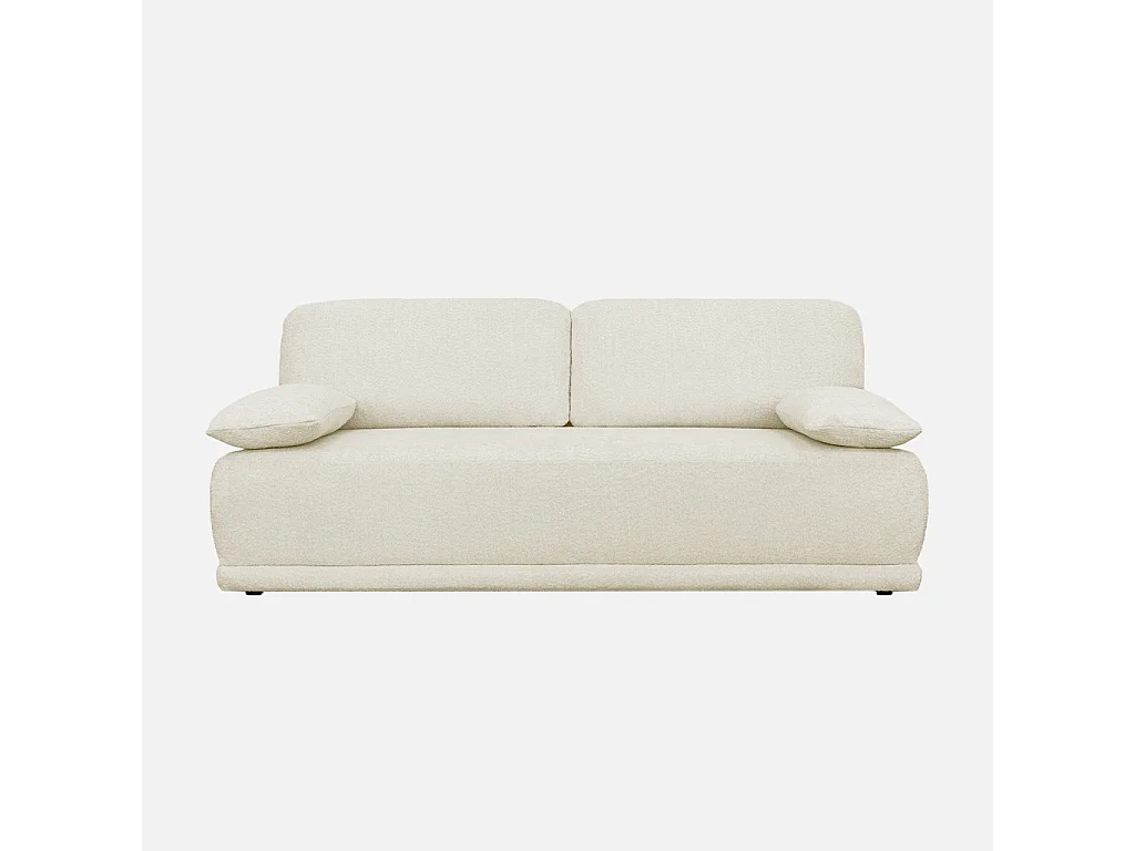 Banquette convertible 3 places bouclette avec coffre de rangement blanc cassé - L 192 x P 100 x H 81cm - Nelson