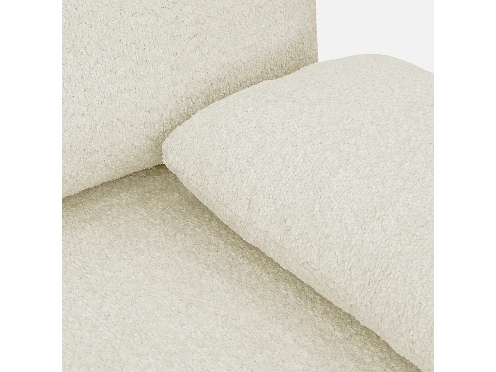 Banquette convertible 3 places bouclette avec coffre de rangement blanc cassé - L 192 x P 100 x H 81cm - Nelson