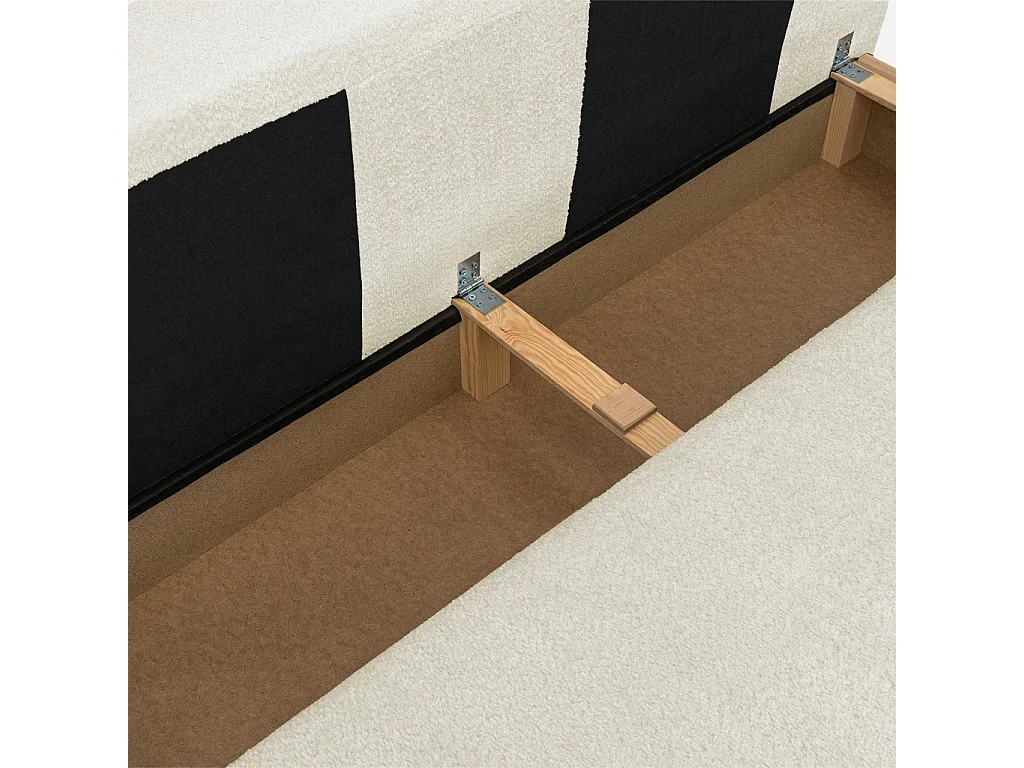 Banquette convertible 3 places bouclette avec coffre de rangement blanc cassé - L 192 x P 100 x H 81cm - Nelson