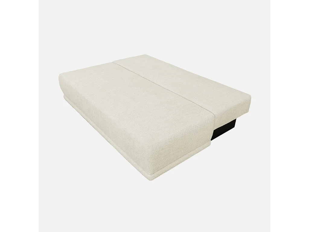 Banquette convertible 3 places bouclette avec coffre de rangement blanc cassé - L 192 x P 100 x H 81cm - Nelson