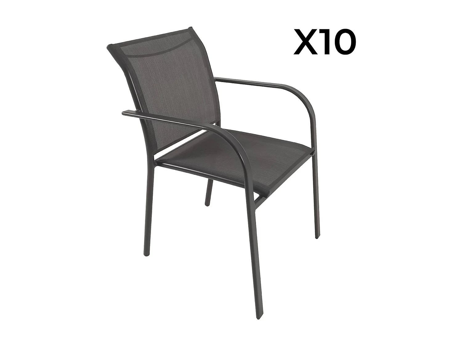 Table de jardin extensible aluminium + 10 assises anthracite - Elora/Amara