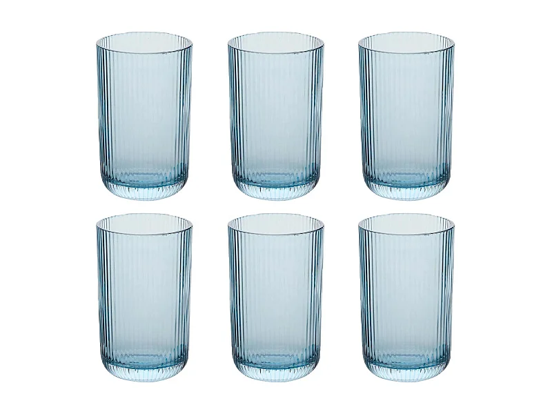 Lot de 6 Gobelets Hauts Strie "Ema" 43cl Bleu