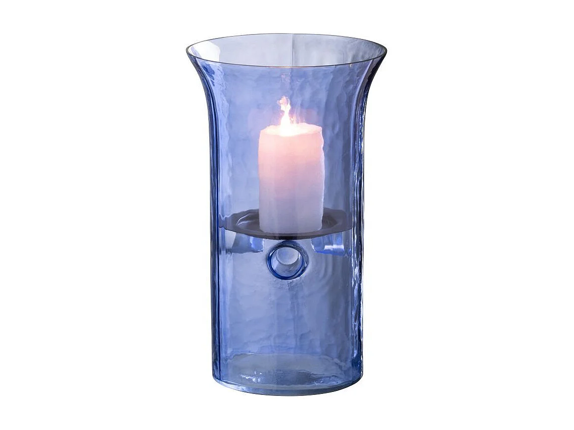 Photophore Étroit en Verre "Tarifa" 26cm Bleu