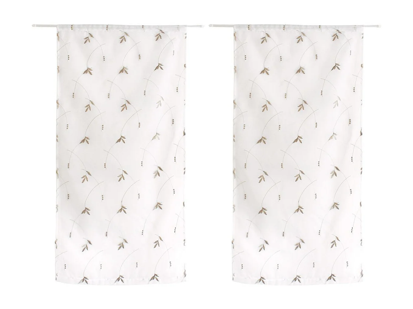Paire de Voilages Brodés "Feuillage" 60x160cm Vison