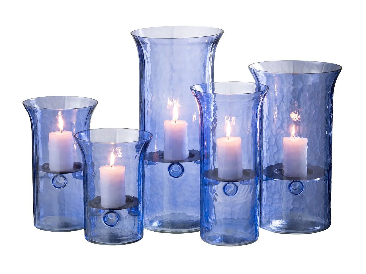 Photophore Étroit en Verre "Tarifa" 30cm Bleu