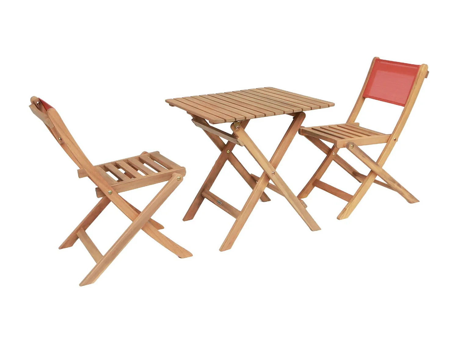 Table de jardin bistrot enfant bois d'acacia + 2 assises terracotta - Elise