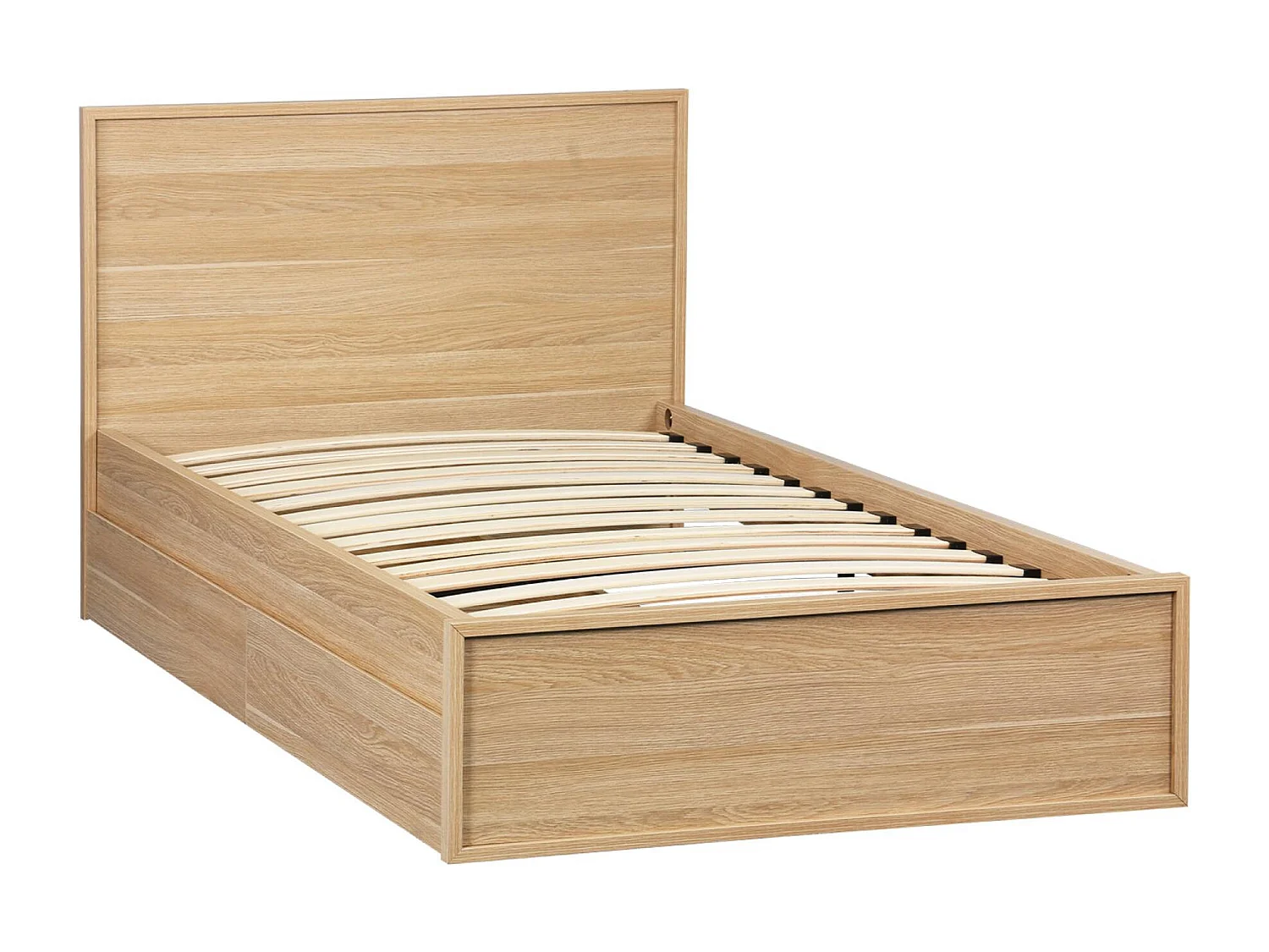 Letto con rete a doghe e testiera 90cm + 2 cassetti decorazione legno,