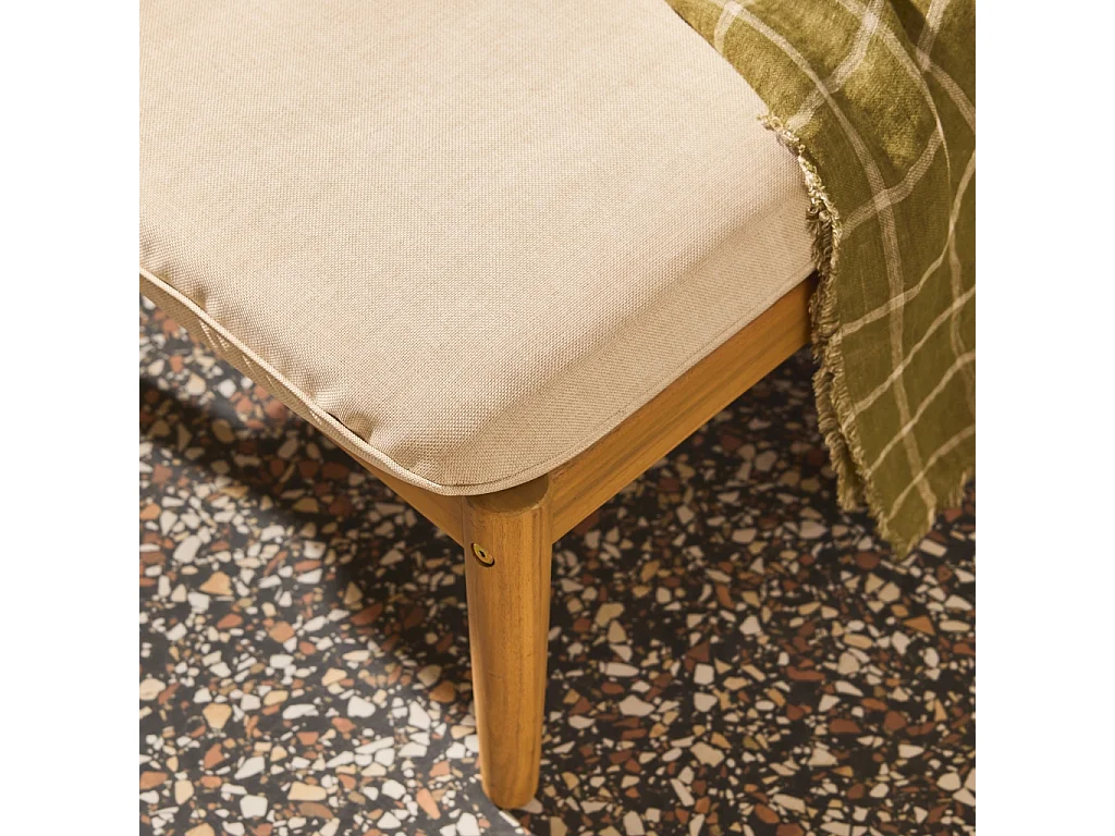 Lettino prendisole in legno di acacia multiposizione con ruote,