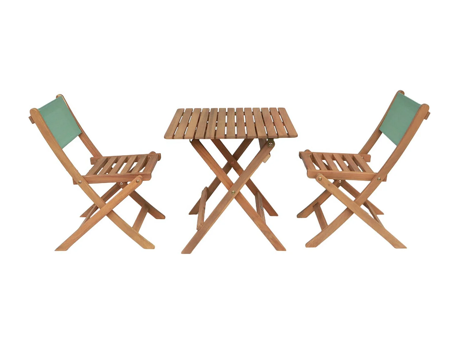 Table de jardin bistrot enfant bois d'acacia + 2 assises vert de gris - Elise