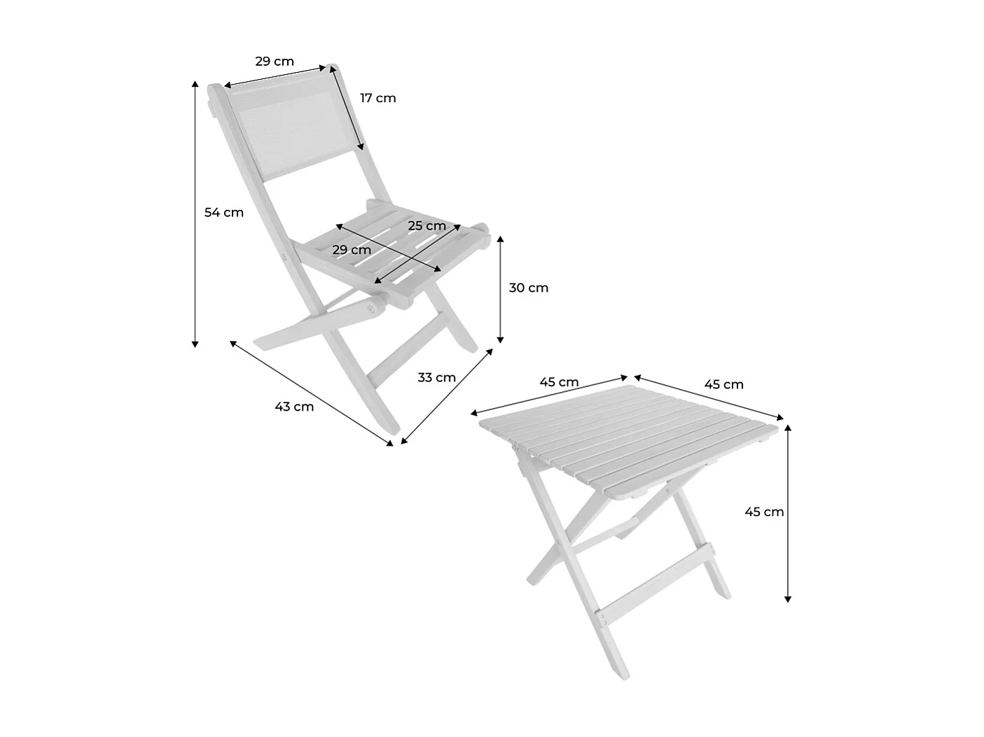 Table de jardin bistrot enfant bois d'acacia + 2 assises vert de gris - Elise