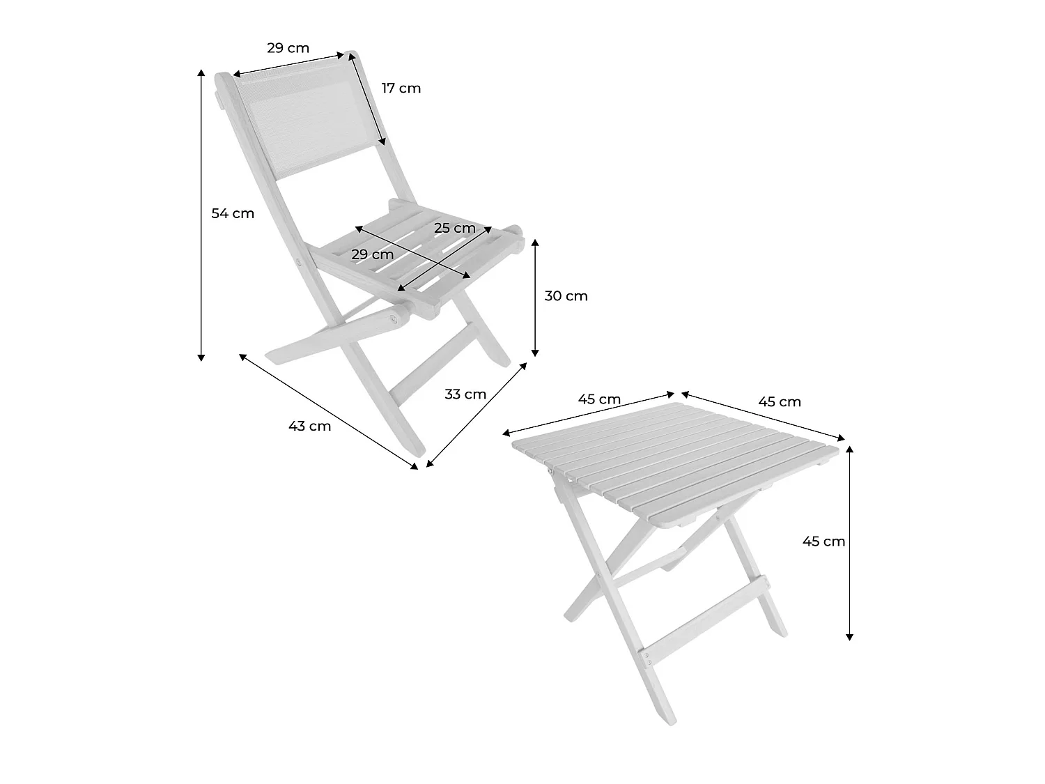 Table de jardin bistrot enfant bois d'acacia + 2 assises vert de gris - Elise
