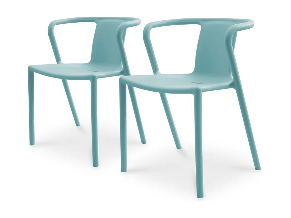 Lot de 2 Fauteuils de Jardin Empilables "Diego" 72cm Bleu Azur