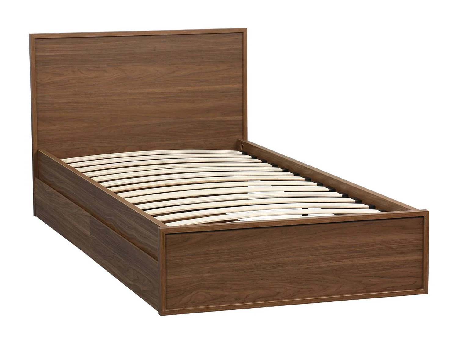 Letto con rete a doghe e testiera 90cm + 2 cassetti decorazione legno,