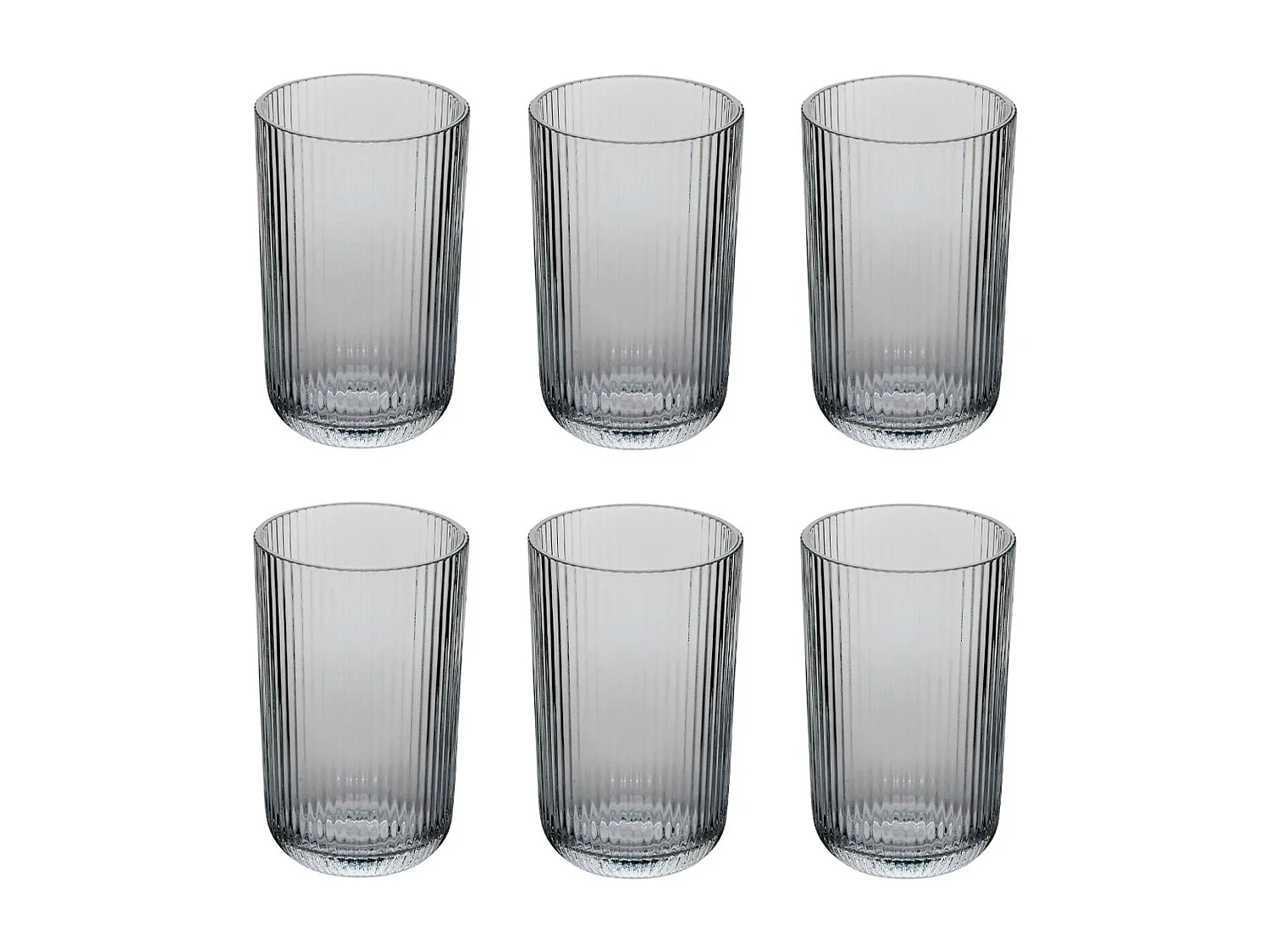 Lot de 6 Gobelets Hauts Strie "Ema" 43cl Gris