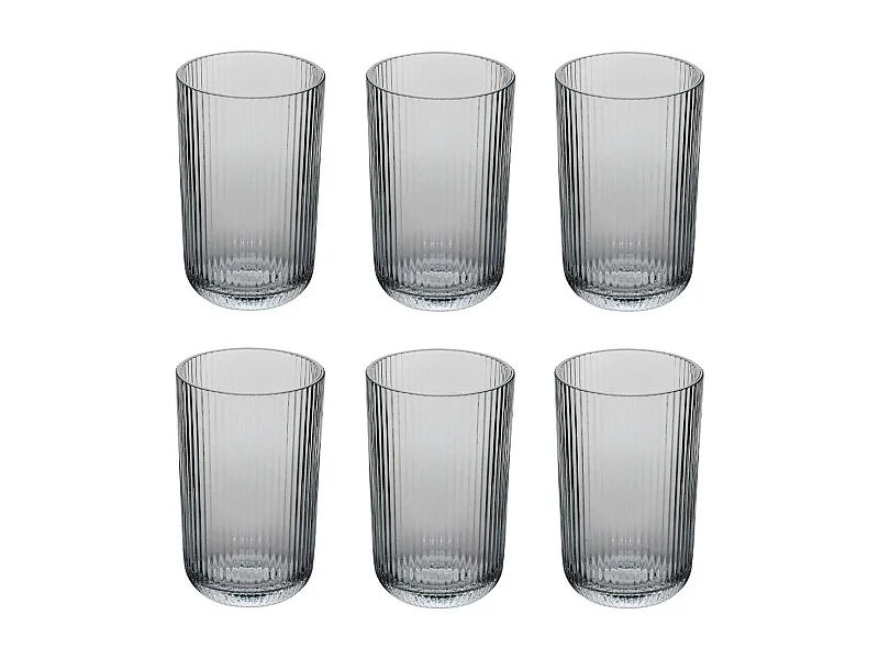 Lot de 6 Gobelets Hauts Strie "Ema" 43cl Gris