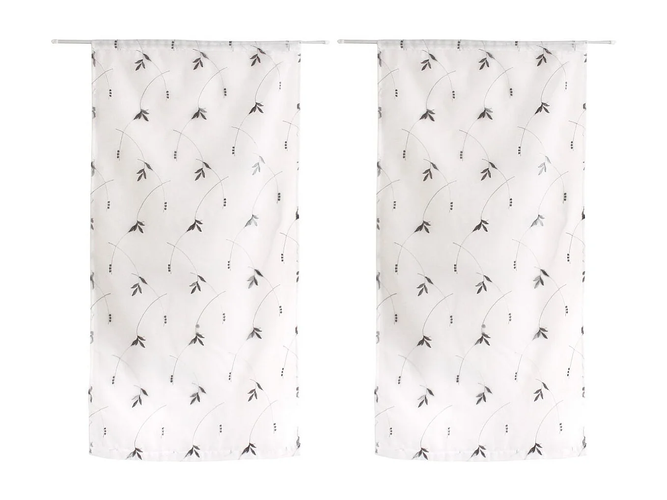 Paire de Voilages Brodés "Feuillage" 60x90cm Gris