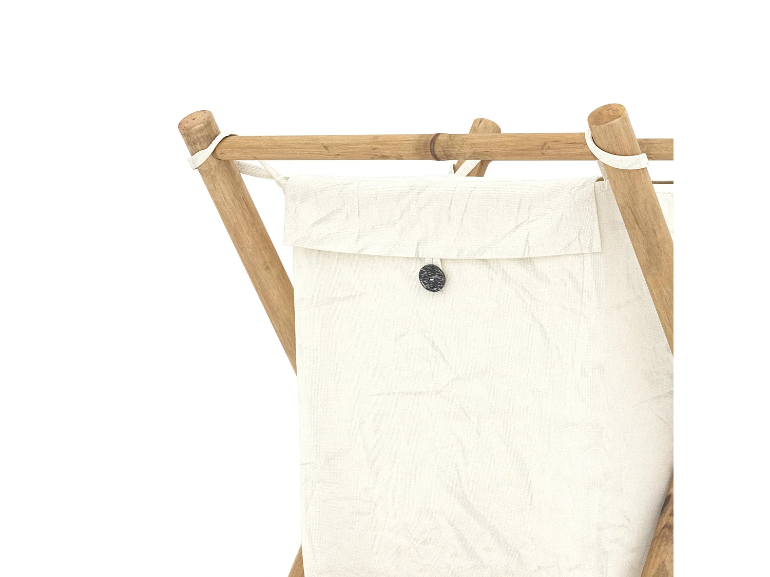 Panier à linge pliable en tissu blanc et bambou  - Bami