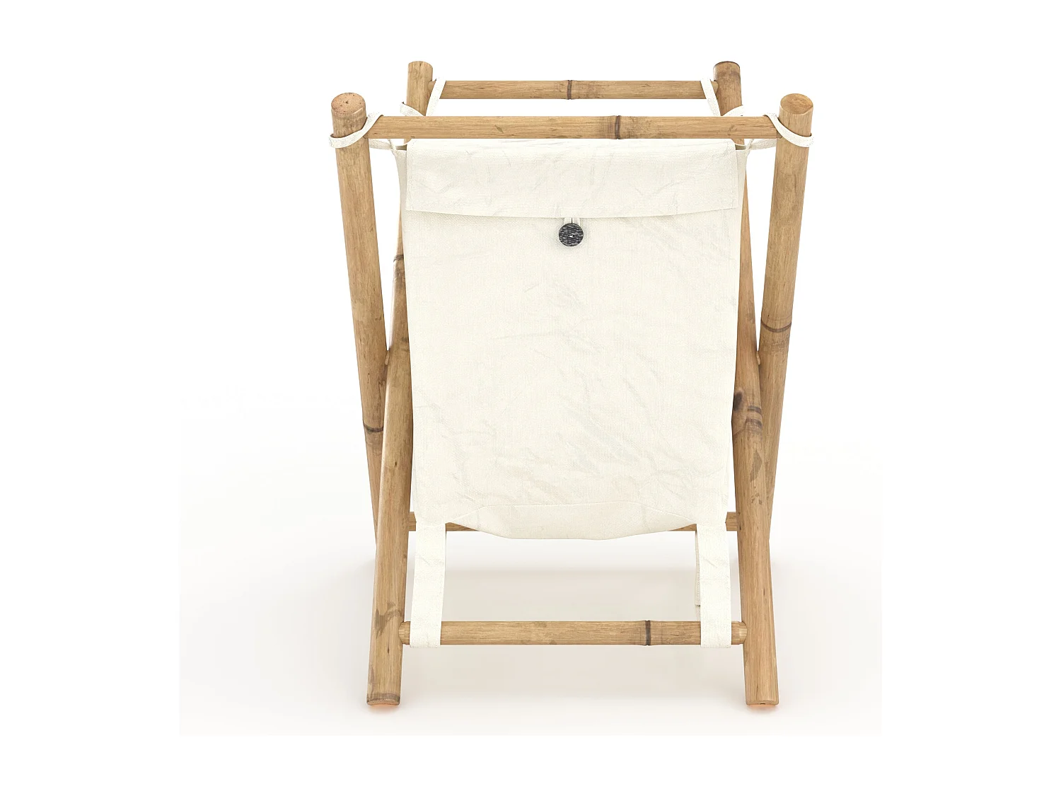 Panier à linge pliable en tissu blanc et bambou  - Bami