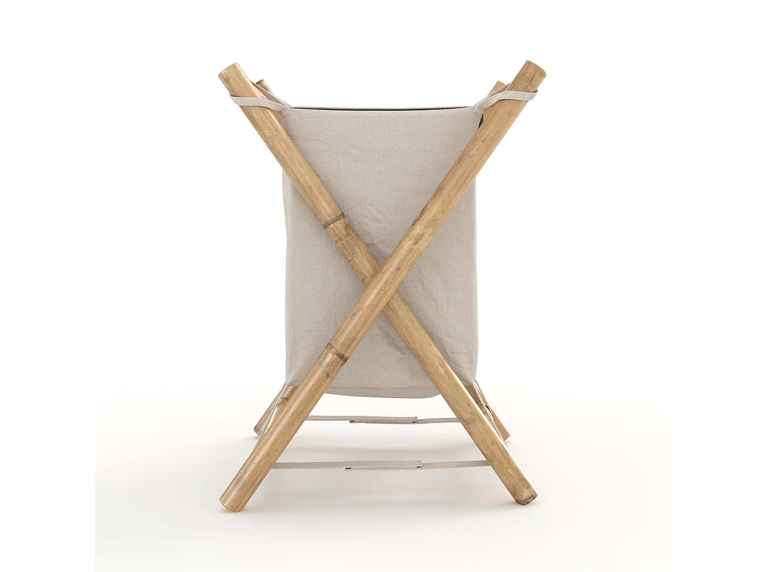 Panier à linge pliable en tissu blanc et bambou  - Bami