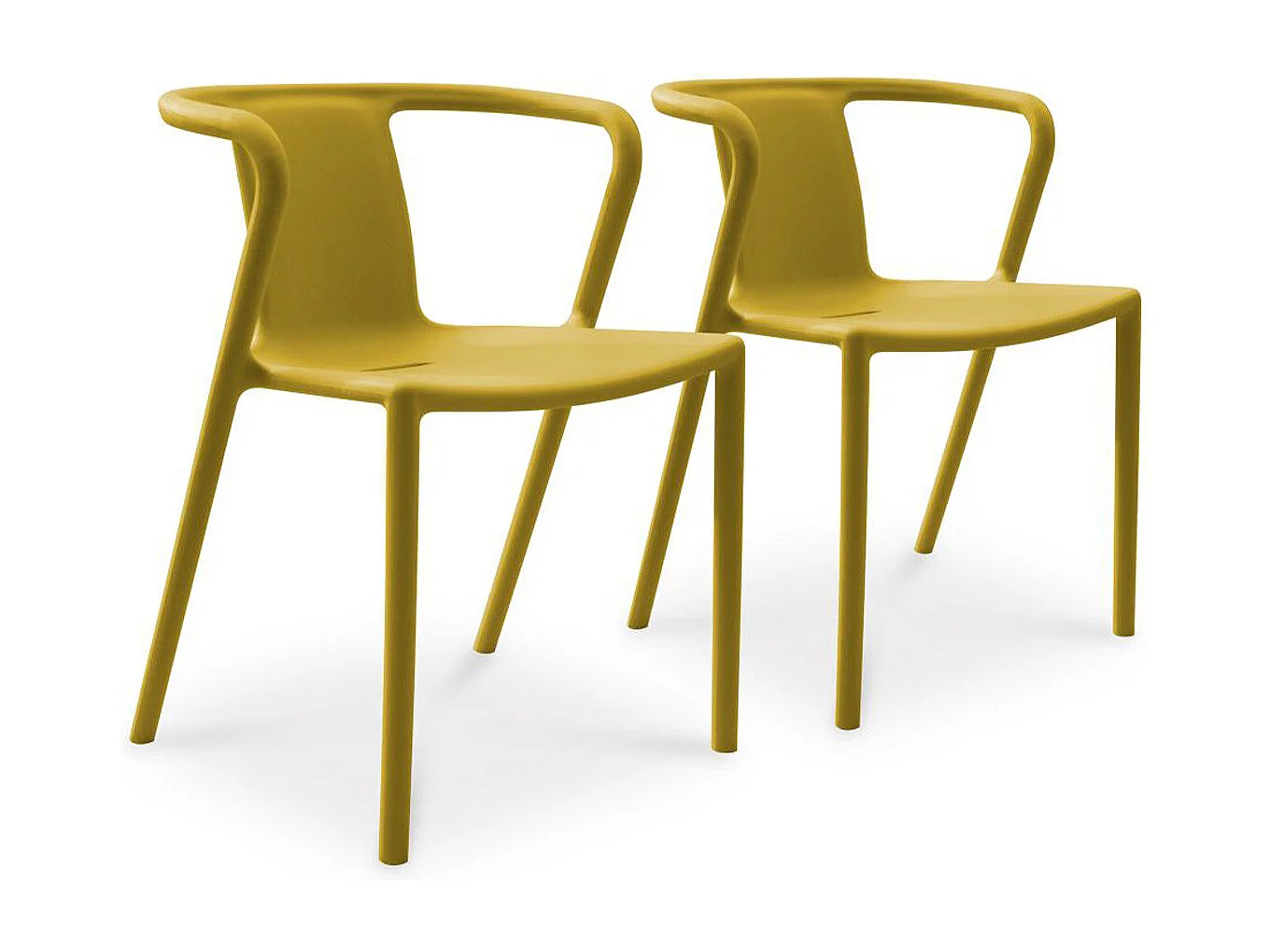 Lot de 2 Fauteuils de Jardin Empilables "Diego" 72cm Moutarde