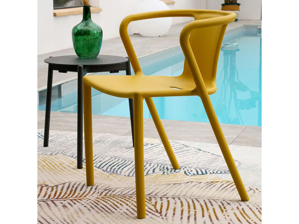 Lot de 2 Fauteuils de Jardin Empilables "Diego" 72cm Moutarde