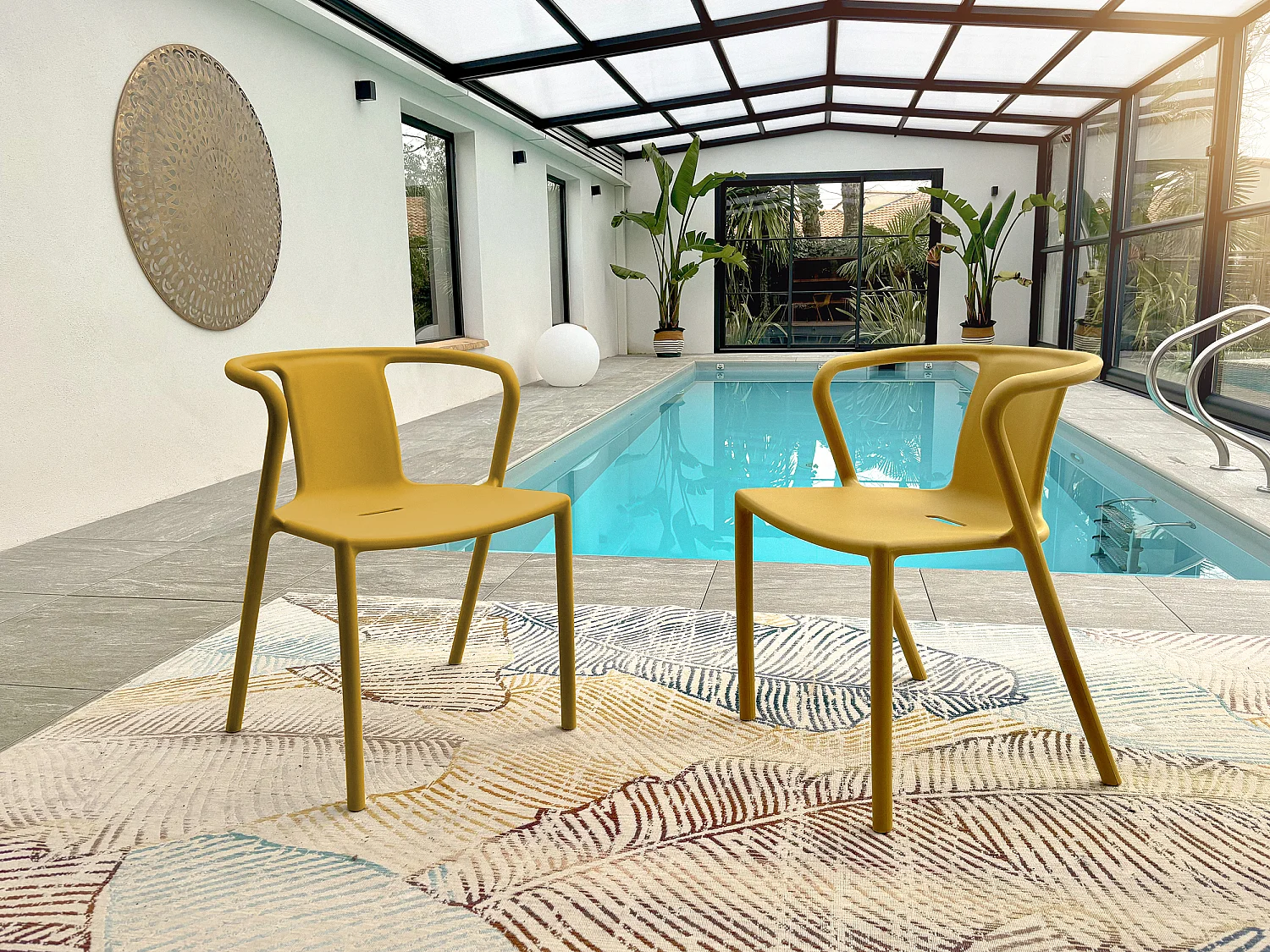 Lot de 2 Fauteuils de Jardin Empilables "Diego" 72cm Moutarde