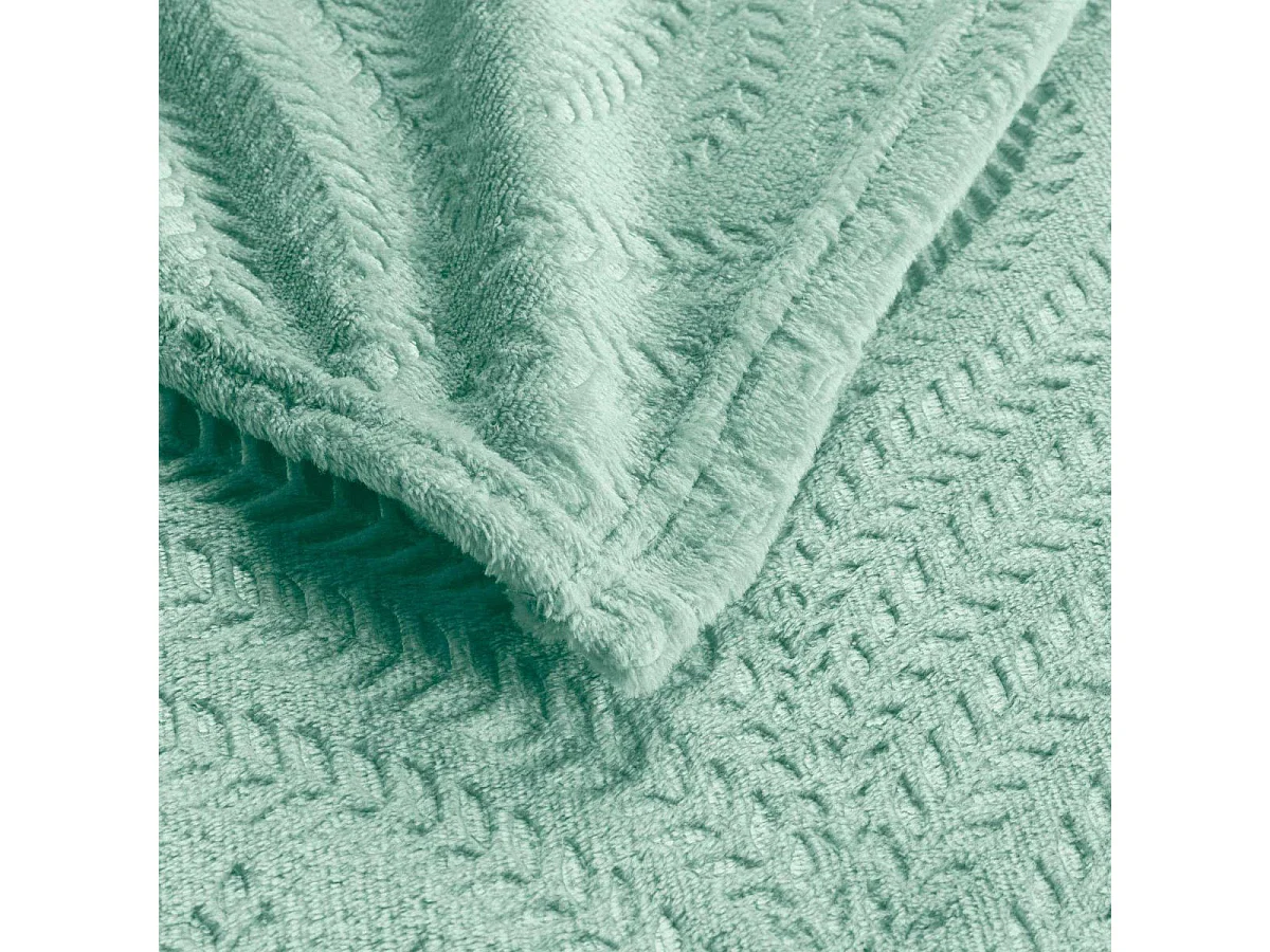 Plaid Uni en Flanelle "Nelia" 125x150cm Sauge