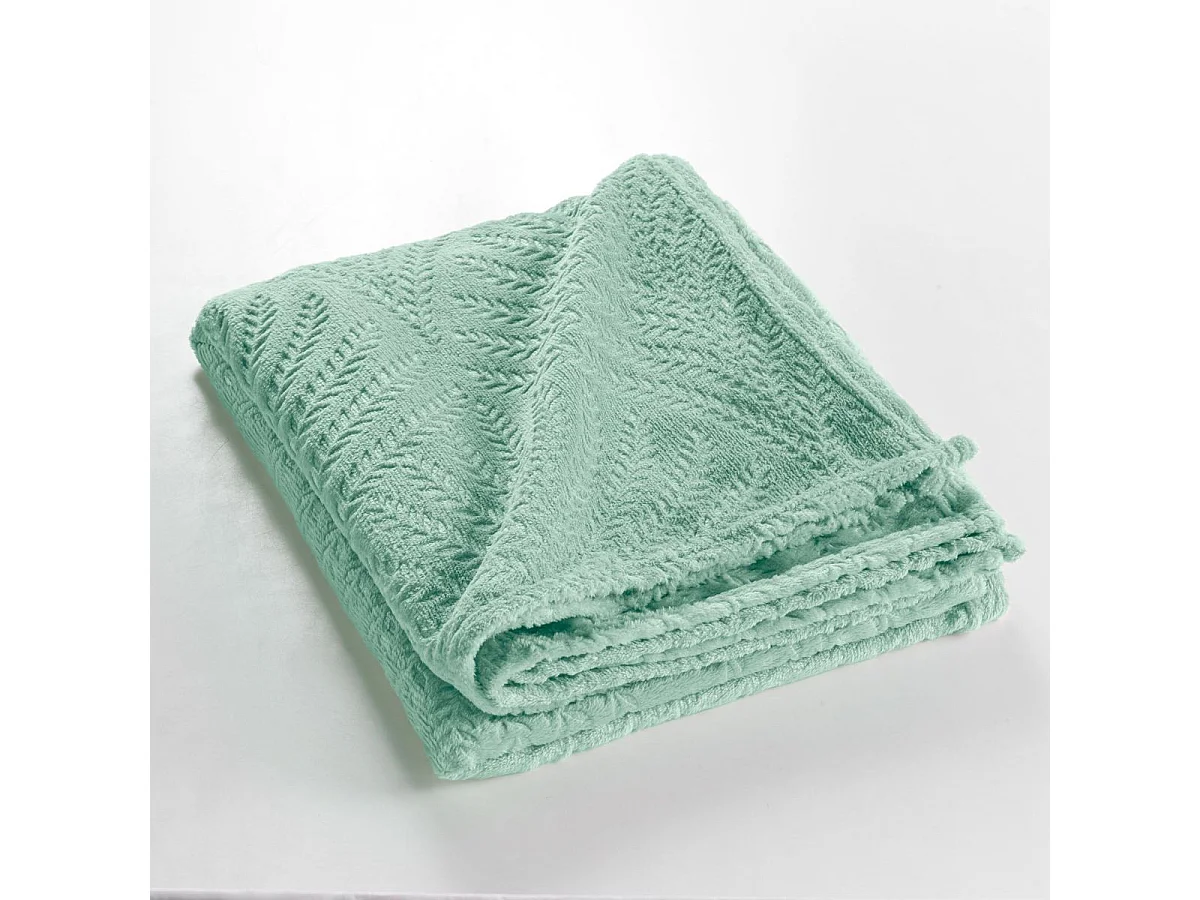 Plaid Uni en Flanelle "Nelia" 125x150cm Sauge