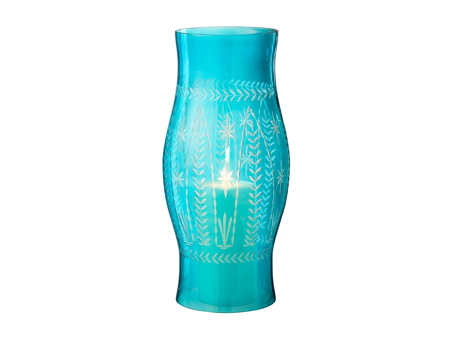 Photophore en Verre "Tarifa" 39cm Bleu Azur