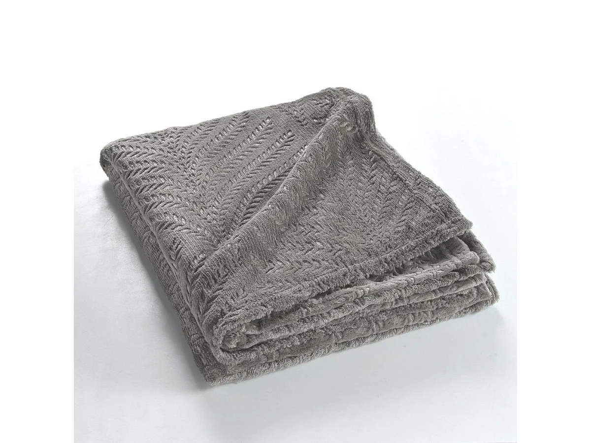Plaid Uni en Flanelle "Nelia" 125x150cm Gris